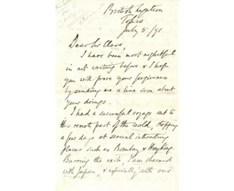 [JAPAN]: DE BUNSEN MAURICE (1852-1932) British diplomat who served as Secretary of Legation in Tokyo 1891-94, Consul-General 
