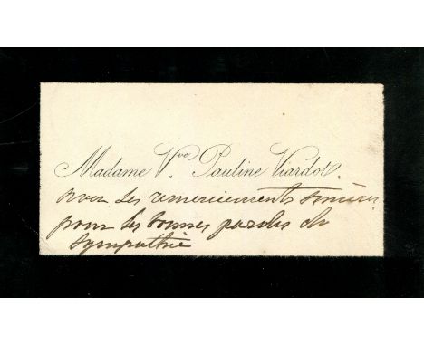 VIARDOT PAULINE: (1821-1910) French mezzo-soprano. The personal printed oblong 12mo black bordered Visiting Card of Viardot, 