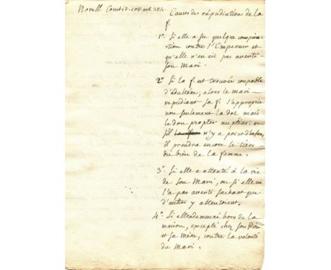 ROUSSEAU JEAN-JACQUES: (1712-1778) French Writer and Philosopher. A curious and very interesting autograph manuscript, two pa