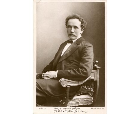 STRAUSS RICHARD: (1864-1949) German composer. A good vintage signed postcard photograph of Strauss seated in a three-quarter 