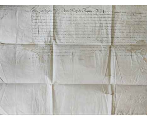 [LOUIS XV]: (1710-1774) King of France 1715-74. Manuscript document issued in the name of King Louis XV and bearing a secreta