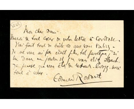 ROSTAND EDMOND: (1868-1918) French poet and dramatist, remembered for his play Cyrano de Bergerac (1897). A.L.S., Edmond Rost