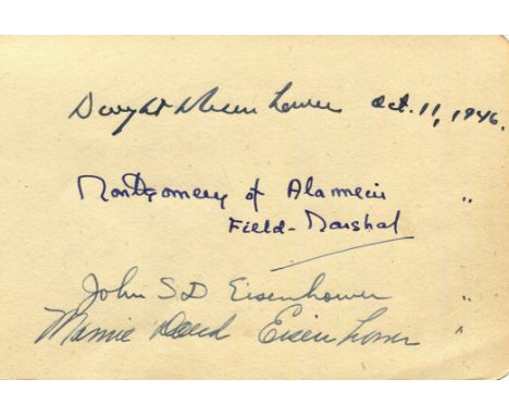 WORLD WAR II: A page removed from an autograph album individually signed by B. L. Montgomery (1887-1976) British Field Marsha