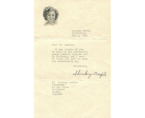 TEMPLE SHIRLEY: (1928-2014) American actress, recipient of the first special Juvenile Academy Award in 1935. T.L.S., Shirley 