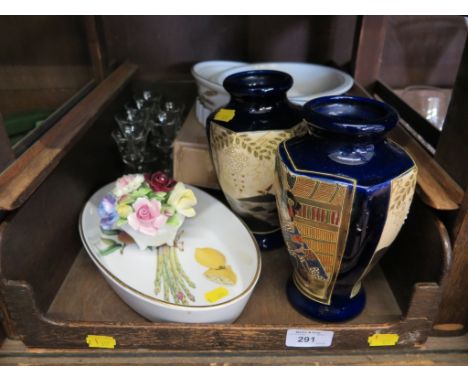Two Royal Worcester Evesham pattern round covered entree dishes (one boxed), a quiche dish and oval dish, a Royal Doulton flo