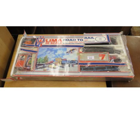 Lima HO/OO scale Road to Rail electric train set and an East Anglian meat goods truck