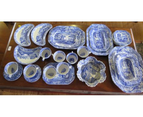 Various Copeland Spode Italian pattern blue and white tea and dinnerwares