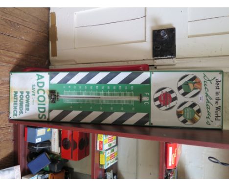 A Duckhams oil 'Adcoid' thermometer enamel sign, 115cm high