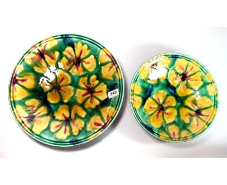 Two Poole Studios pottery bowls by Janice Tchalenko, British (1942-), Dia. 35 & 27cm.