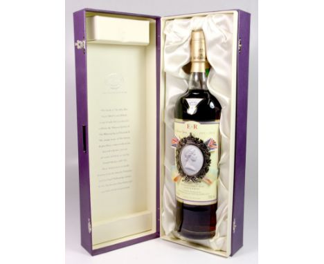 A rare cased bottle of The Macallan Single Malt Scotch Whiskey produced to celebrate the Diamond Jubilee of H. M. Queen Eliza