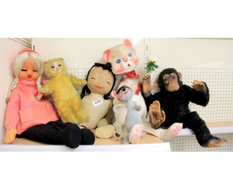 A collection of vintage soft toys.