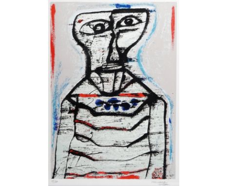 Van Hecke, Willem (Belgium, 1893-1976), Abstract portrait, lithography on paper, numb. 19/80 Dim.: 86 x 65 cm (the frame) Dim