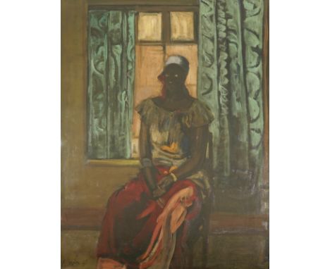Jespers, Floris (Belgium, 1889-1965), Portrait of a Congolese, oil on panel, dated 1957 Dim.: 88,5 x 68,5 cmDim.: 106 x 86 cm