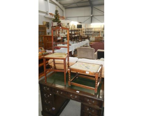 A bedroom chair and stool with tapestry work