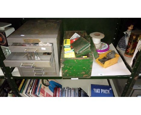 A 7 drawer tool cabinet with selection of tools & fasteners etc.