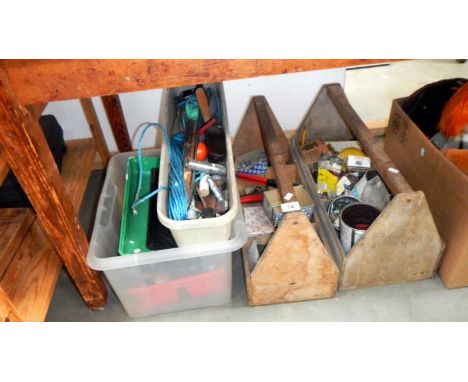 2 trays of tools and fixtures and a box of tools