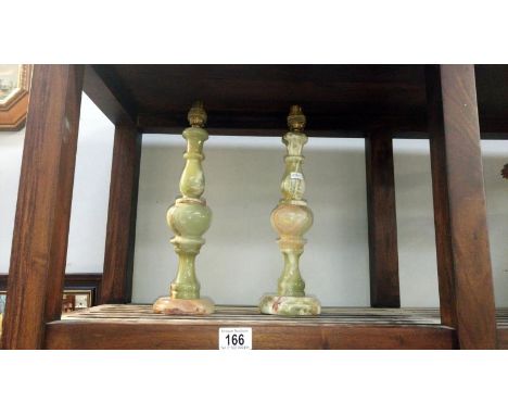 A pair of onyx lamp bases