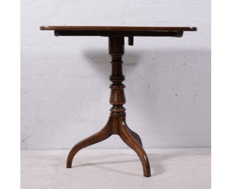 Victorian mahogany occasional table, rectangular tilt top with rounded corners, turned column, tripod legs, the top 75cm x 54