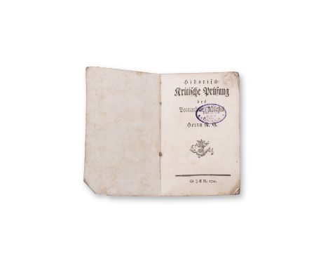 G., M.: HISTORISCH-KRITISCHE PRÜFUNG DES PORCIUNKULA-ABLASSES| 1781 | PUBLISHER: Vienna | NUMBER OF PAGES: 110 | LANGUAGE: Ge