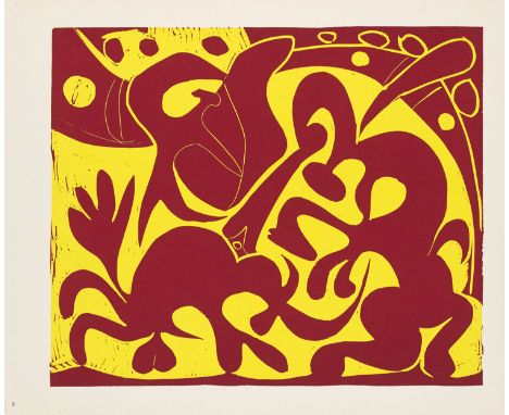 Klassische Moderne Pablo Picasso (1881 Malaga - 1973 Mougins)Pique (rouge et jeune). 1962. Linolschnitt auf Velin. 27 x 32 cm
