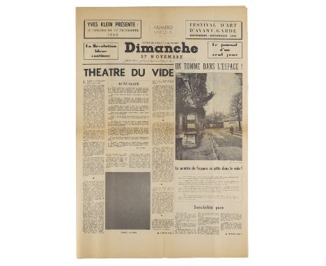 Yves Klein.  (1928 Nizza - 1962 Paris). Dimanche. Le Journal d'un Seul Jour. 1960. Hrsg. v. Combat et Presse de France, Paris
