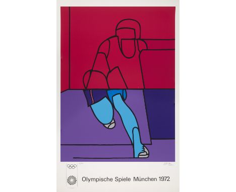 Nachkriegsmoderne - Olympia Valerio Adami (1935 Bologna)Olympische Spiele München 1972. Farbserigraphie auf Velin. 87 x 64 cm