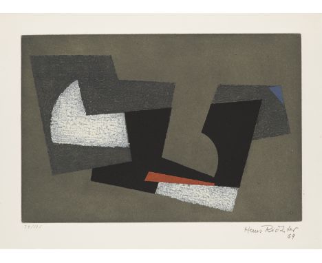 Dada Hans Richter (1888 Berlin - 1976 Locarno)o.T. (abstrakte Komposition). 1969. Farbaquatinta, Carborundum und Collage auf 