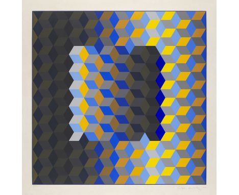 Victor Vasarely.  (1906 Pécs - 1997 Paris). Meh-2. 1969. Farbserigraphie auf festem Velinkarton. 60 x 6 cm (68 x 67,5 cm). Si