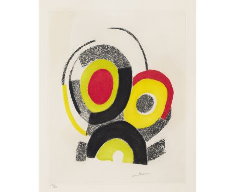 Sonia Delaunay.  (1885 Ukraine - 1979 Paris). Rhythme. Ca. 1970. Farbradierung auf Arches-velin (mit Wz.). 49,5 x 39,5 cm (76