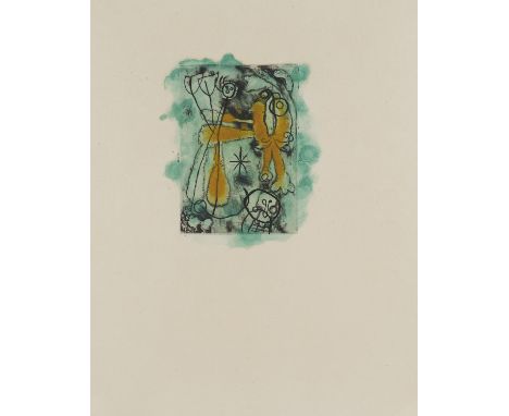 Klassiche Moderne Joan Miró (1893 Montroig - 1983 Mallorca)o.T., aus: "Anti-Platon". 1962. Farbaquatintaradierung auf Maschin