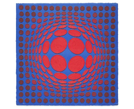 Victor Vasarely.  (1906 Pécs - 1997 Paris). Sinlag-3. 1990. Multiple aus farbigem, mehrschichtigem und reliefiertem Gusspapie