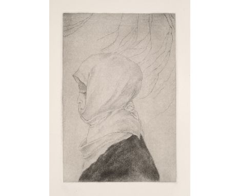 Emil Orlik.  (1870 Prag - 1932 Berlin). Japanerin im Winterkleid (groß). 1901/02. Radierung und Aquatinta auf Kupferdruckbütt