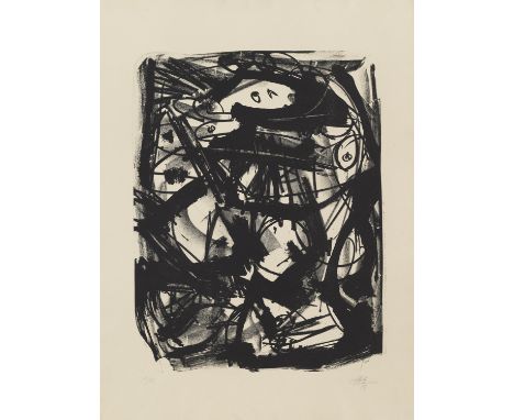 Informel Antonio Saura (1930 Huesca - 1998 Cuenca)Dama I. 1959. Lithographie auf Velin. 48,5 x 37,5 cm (64 x 48 cm). Signiert