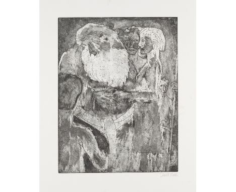 Emil Nolde.  (1867 Nolde - 1956 Seebüll). Wikinger. 1912. Strich- und Tonätzung auf festem Van Gelder Zonen Velin (mit WZ). 3