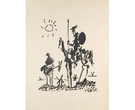 Klassische Moderne nach Pablo Picasso (1881 Malaga - 1973 Mougins)Don Quijote y Sancho Panza. 1955. Offsetlithographie auf Ch