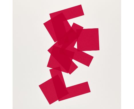Vera Molnár.  (1924 Budapest - 2023 Paris). o.T. (A base de carrés). 1999/2011. Farbserigraphie auf Velinkarton. 36 x 20 cm (