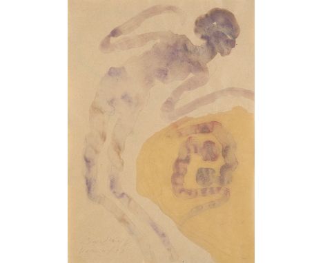 Deutsche Nachkriegsmoderne Jürgen Brodwolf (1932 Dübendorf b. Zürich)Vezia. 1990. Mischtechnik mit Aquarell und Wachs über Bl