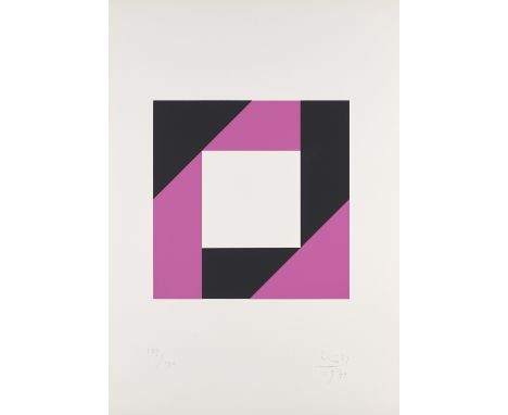 Max Bill.  (1908 Winterthur - 1994 Berlin). o.T. 1970. Farbserigraphie auf festem Vélin. 33 x 33 cm (70 x 50 cm). Signiert, d