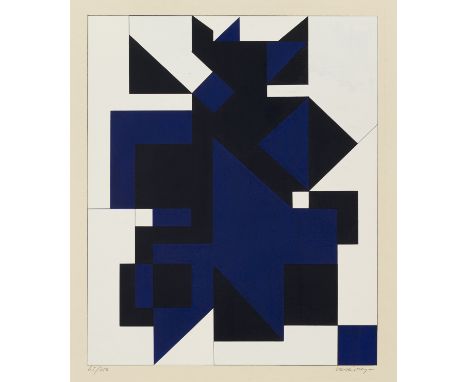 Victor Vasarely.  (1906 Pécs - 1997 Paris). Utica. 1958. Farbserigraphie auf leichtem chamoisfarbenem Velinkarton. 43,5 x 36 