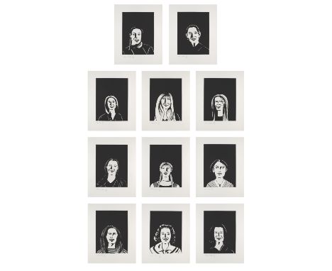 Alex Katz.  (1927 New York). 11 Arbeiten aus "You Smile and the Angels Sing". Je Photogravure und Aquatintaradierung auf fest
