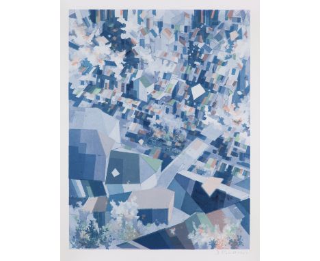 David Schnell.  (1971 Bergisch Gladbach - lebt und arbeitet in Leipzig). o.T. (Abstrakte Komposition). 2023. Farblithographie