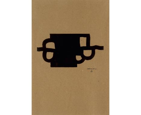 Spanische Moderne Eduardo Chillida (1924 - 2002 San Sebastian)Antzo II. Proporción. 1985. Serigraphie auf braunem Papier. 9,5