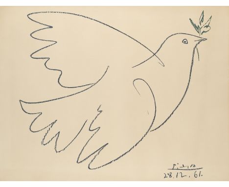 Klassische Moderne nach Pablo Picasso (1881 Malaga - 1973 Mougins)La Colombe de la paix. 1961. Farblithographie auf Arches Ve