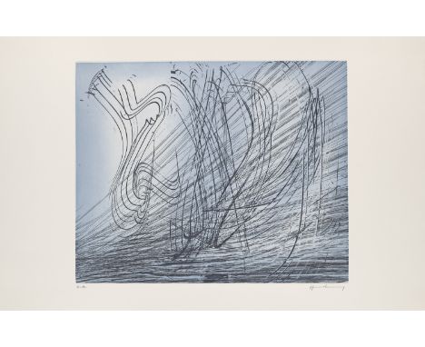 Hans Hartung.  (1904 Leipzig - 1989 Antibes). Elégie des alizés III. 1978. Farbdradierung auf vélin d'Arches (mit dem Wasserz