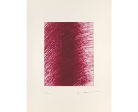 Wiener Aktionismus - - Arnulf Rainer.  (1929 Baden b. Wien). Dark Cherry. 2024. Kaltnadelradierung in Rot auf Velin. 39,5 x 3