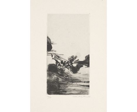 Zao Wou-Ki.  (1921 Peking - 2013 Nyon, Schweiz). Une migration. 1974. Aquatintaradierung auf hauchzartem China aufgewalzt auf