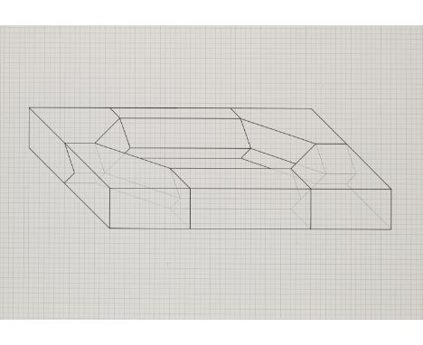 Erwin Heerich.  (1922 Kassel - 2004 Meerbusch-Osterath). 2 Zeichnungen. Um 1970. Je Filzstift mit Bleistift auf kariertem, gl