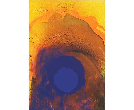 Otto Piene.  (1928 Laasphe/Westf. - 2014 Berlin). o.T. (Feuergouache) 1974. Farbserigraphie auf Velinkarton. 29,5 x 20,5 cm. 