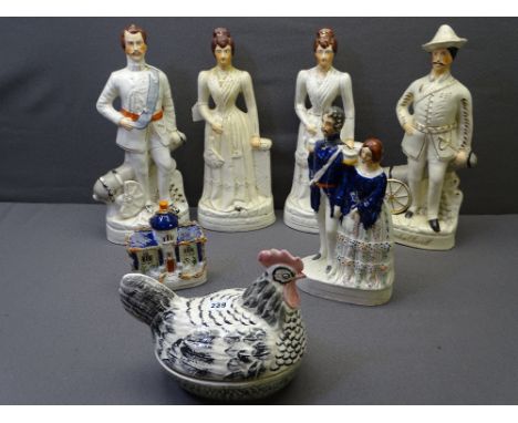 STAFFORDSHIRE FLATBACKS and 'hen on nest' including Baden Powell, Princess May and Duke of Clarence ETC