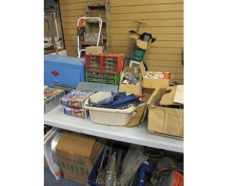 GARDEN, GARAGE, WORKSHOP TOOLS, electricals and equipment, a large quantity E/T
